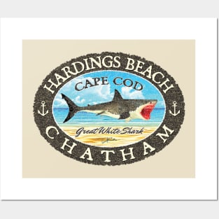 Hardings Beach, Chatham, Massachusetts, (Cape Cod) Great White Shark Posters and Art